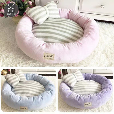 Soft Velvet Lounger Donut Calming Pet Bed - [sDonut Plush Pet Large, Small, Dog Cat Bed Fluffy Soft Warm Calming Bed Sleeping Kennel Nest 03 - 06hop_name]