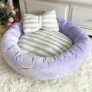 Soft Velvet Lounger Donut Calming Pet Bed - [sDonut Plush Pet Large, Small, Dog Cat Bed Fluffy Soft Warm Calming Bed Sleeping Kennel Nest 03 - 06hop_name]