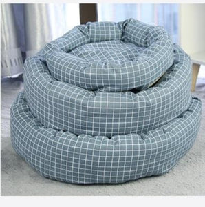 Round Cotton Pet Lounger Bed With Pillow - [sDonut Plush Pet Large, Small, Dog Cat Bed Fluffy Soft Warm Calming Bed Sleeping Kennel Nest 03 - 06hop_name]