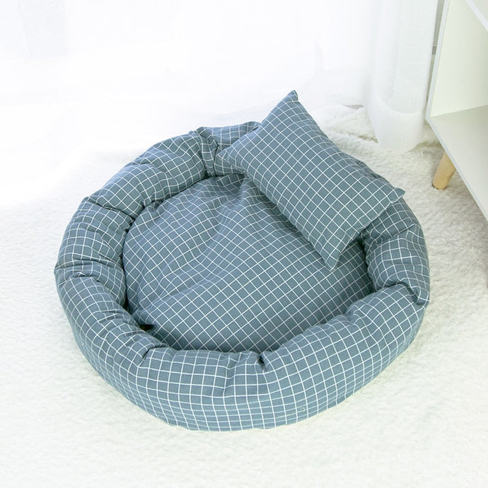 Round Cotton Pet Lounger Bed With Pillow - [sDonut Plush Pet Large, Small, Dog Cat Bed Fluffy Soft Warm Calming Bed Sleeping Kennel Nest 03 - 06hop_name]