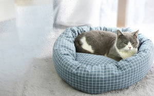 Round Cotton Pet Lounger Bed With Pillow - [sDonut Plush Pet Large, Small, Dog Cat Bed Fluffy Soft Warm Calming Bed Sleeping Kennel Nest 03 - 06hop_name]
