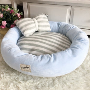 Soft Velvet Lounger Donut Calming Pet Bed - [sDonut Plush Pet Large, Small, Dog Cat Bed Fluffy Soft Warm Calming Bed Sleeping Kennel Nest 03 - 06hop_name]