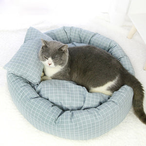Round Cotton Pet Lounger Bed With Pillow - [sDonut Plush Pet Large, Small, Dog Cat Bed Fluffy Soft Warm Calming Bed Sleeping Kennel Nest 03 - 06hop_name]