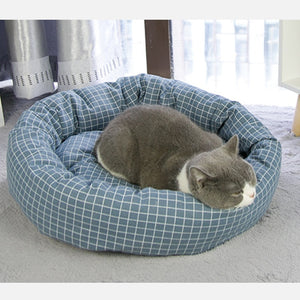 Round Cotton Pet Lounger Bed With Pillow - [sDonut Plush Pet Large, Small, Dog Cat Bed Fluffy Soft Warm Calming Bed Sleeping Kennel Nest 03 - 06hop_name]