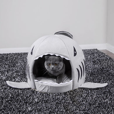 Shark Cave Style Pet Bed - [sDonut Plush Pet Large, Small, Dog Cat Bed Fluffy Soft Warm Calming Bed Sleeping Kennel Nest 03 - 06hop_name]