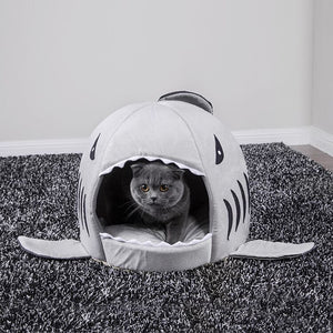 Shark Cave Style Pet Bed - [sDonut Plush Pet Large, Small, Dog Cat Bed Fluffy Soft Warm Calming Bed Sleeping Kennel Nest 03 - 06hop_name]