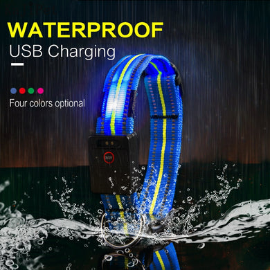 Waterproof LED Dog Collar - USB Rechargeable - [sDonut Plush Pet Large, Small, Dog Cat Bed Fluffy Soft Warm Calming Bed Sleeping Kennel Nest 03 - 06hop_name]