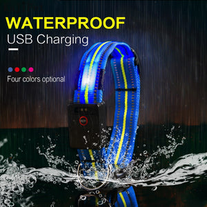 Waterproof LED Dog Collar - USB Rechargeable - [sDonut Plush Pet Large, Small, Dog Cat Bed Fluffy Soft Warm Calming Bed Sleeping Kennel Nest 03 - 06hop_name]