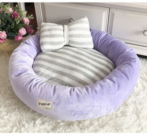 Soft Velvet Lounger Donut Calming Pet Bed - [sDonut Plush Pet Large, Small, Dog Cat Bed Fluffy Soft Warm Calming Bed Sleeping Kennel Nest 03 - 06hop_name]