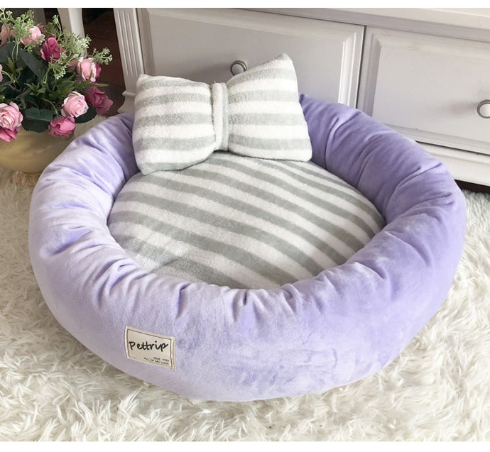 Soft Velvet Lounger Donut Calming Pet Bed - [sDonut Plush Pet Large, Small, Dog Cat Bed Fluffy Soft Warm Calming Bed Sleeping Kennel Nest 03 - 06hop_name]