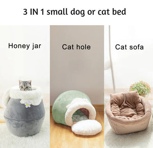 Honey Pot Pet Bed 3 in 1 Design - [sDonut Plush Pet Large, Small, Dog Cat Bed Fluffy Soft Warm Calming Bed Sleeping Kennel Nest 03 - 06hop_name]